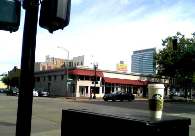 Where i quickly left my coffee at 7th and Broadway so i could double-time it back to camp.